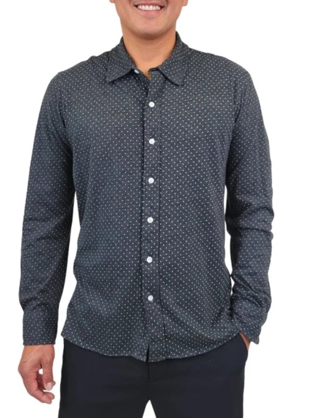 Bonobos Charcoal Knit Polka Dot Button Up Shirt/14603
